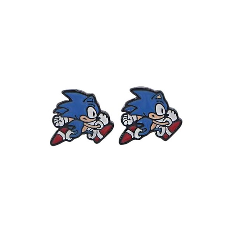 Sonics Cartoon Game Character Metal Enamel Stud Earrings