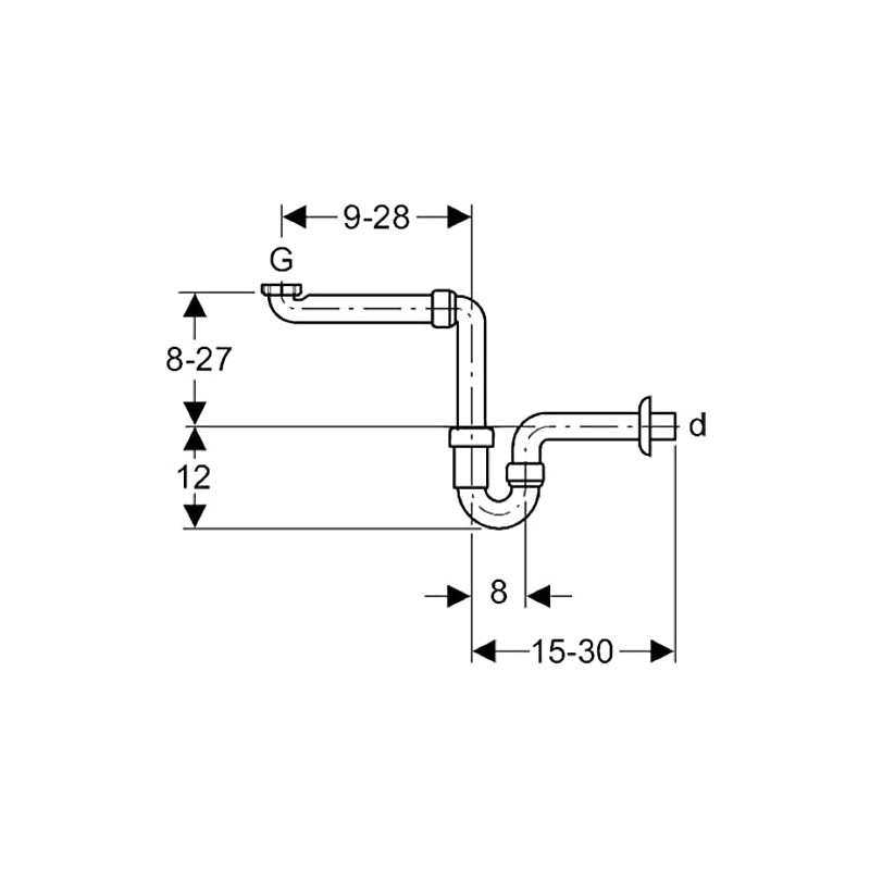 Geberit Space-saving siphon 11/2 "x 40 mm 151.107.11.1,Weiß