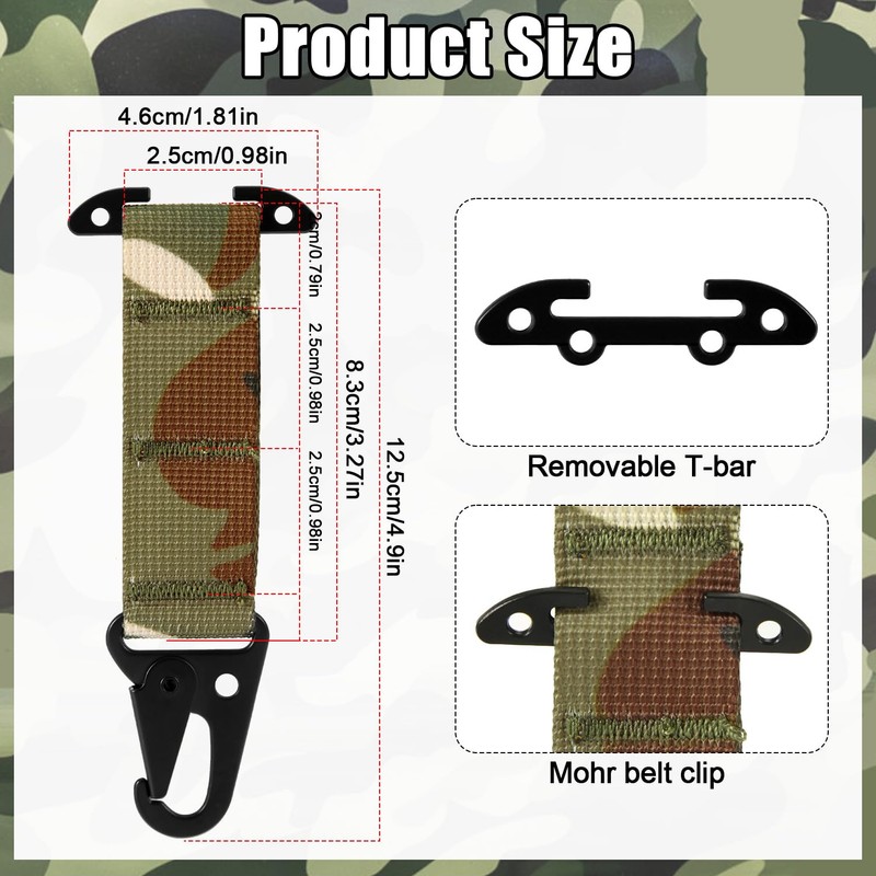 NQEUEPN T-Mount Belt Clip, Webbing Belt Clip Carabiner Hook for
