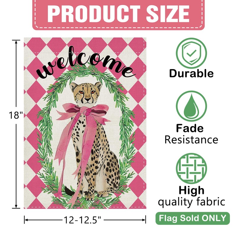 Dyrenson Leopard Welcome Decorative Garden Flag, Jungle Safari Animals