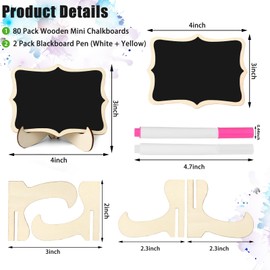 80 Pack Mini Chalkboard Signs with Easel Stand,Food Labels for Party Buffet with Two Pens,Suitable for Graduation Parties, Wedding Celebration Name/Place Cards, Restaurant Food Labels