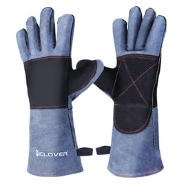 IC ICLOVER Animal Handling Gloves Bite Proof, Small Size for Women, Double Leather Reinforced Padding Palm Protection for Grabbing Snake Reptile Bird Falcon Dog Training Cat Scratch Gloves - 14inch