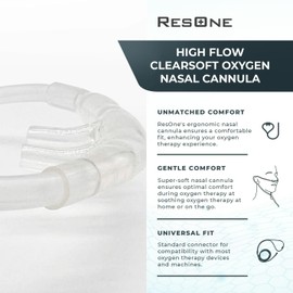 ResOne High Flow Adult Oxygen Cannula - Soft Curved Prongs, 2Ft Tubing - Nasal Cannula for Oxygen Concentrator, Soft Nasal Cannula, Oxygen Cannula, Oxygen Tubing Accessories - 1 Pack