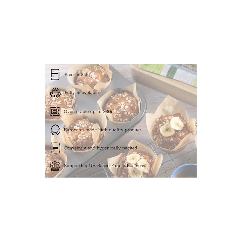 Bakerydirect 50 Standard Size Tulip Muffin Wraps Cases Colour Black