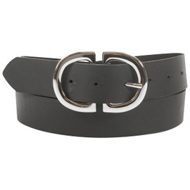 fashionchimp Basic Women's Belt Made of 100% Genuine Leather, Leather Belt with Elegant Double Buckle, Width Approx. 3.3 cm, Made in Germany, marine montana