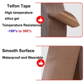 Qrity Teflon Tape, High Temperature Tape, 50 mm x 10 m, Thickness 0.18 mm, Heat Resistant up to 300 °C, for Hand Sealing, Impulse Sealing, Pack of 1