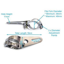 Alchemy Parts Motorcycle Headlight Fork Mount Brackets Chrome for 36mm to 49mm Diameter Forks Cafe Racer Street Fighter
