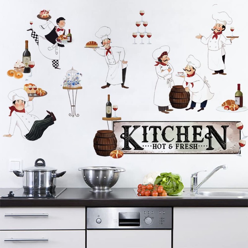 Runtoo Chef Kitchen Wall Art Stickers Wine Food Cooking Quotes