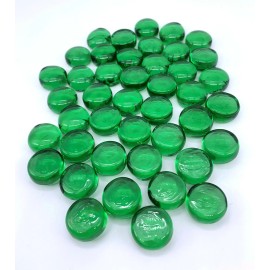 Mega Marbles Bulk 3/4" Dark Green Round Flat Glass Gems Mega Marbles Vacor Choice of Quantity - 10 OZ Pack