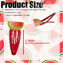 20 Pcs Watermelon Hair Clips - Fruit Theme Pattern Hair Pins, Cute Watermelon Hair Barrettes, Red Accessories for Sweet Bangs Clip, Women, and Kids (Watermelon)