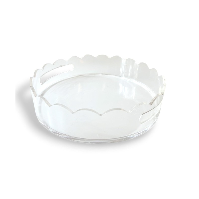 GRAHAM DESIGN Acrylic Scalloped Round Tray with Handles - 10"