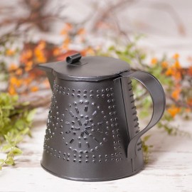 Irvin's Tinware Tinpunch Teapot: Decorative Accent, Smokey Black, 5.75" High