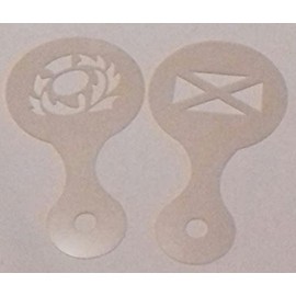 Scottish Cross & Scottish Thistle Coffee / Cappuccino Stencils Reusable Many Times Present Gift Fundraising Cafe Pub Restaurant Scotland Scottish Euros Rugby Football Internationals Saltire