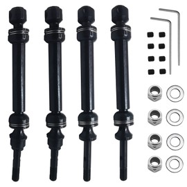XZSNLYZ Upgrades Steel Front & Rear Drive Shaft Suitable for 1/10 Traxxas 4x4 Slash Ultimate/Platinum/VXL/Hoss 4X4 VXL/Rustler 4X4 VXL/Stampede 4X4 VXL RC Car Patrs 4PCS (Black)