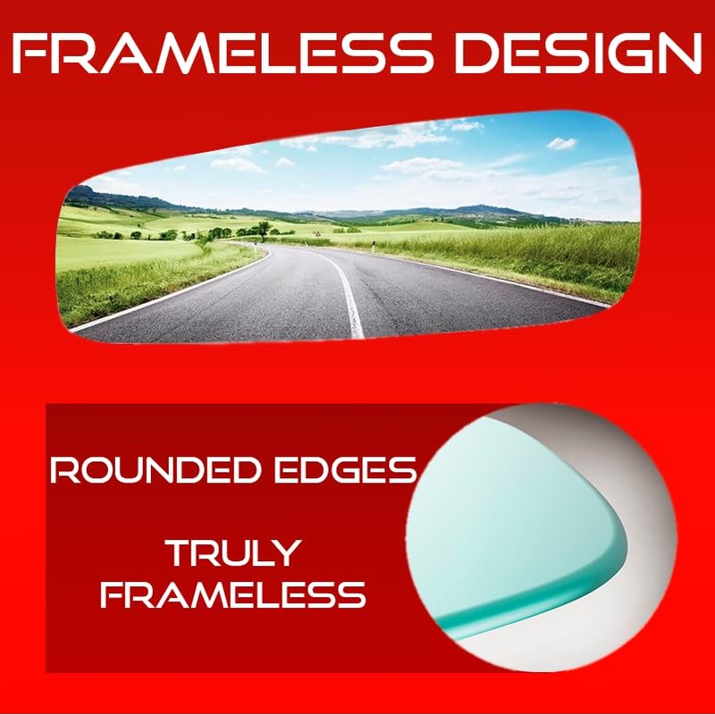 Universal Car Rear View Mirror - Truly Frameless Clip-On Wide