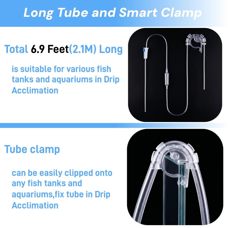 Drip Acclimation Kit for Saltwater and Freshwater Aquariums,Fish Tanks,Adjustable Slow