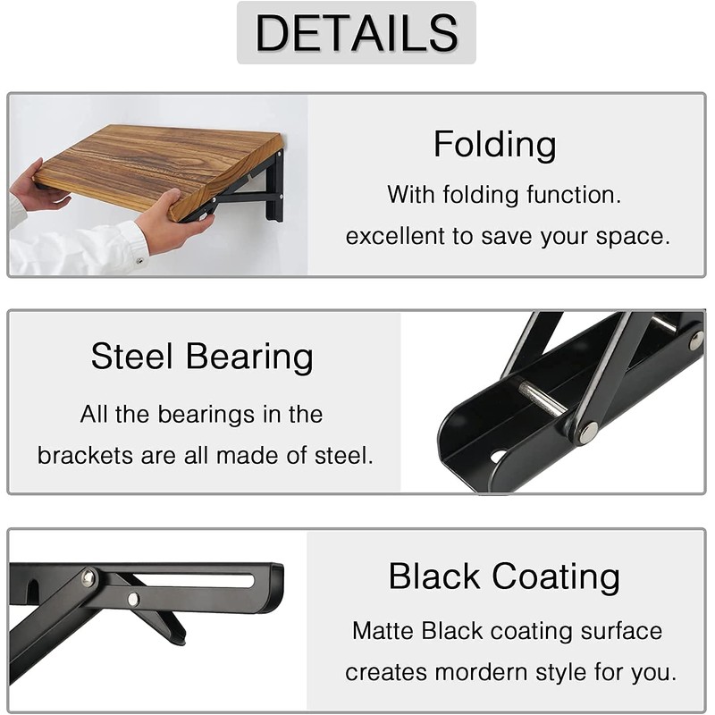 AUTOHJ Folding Shelf Brackets - 24 Inch 2 Pcs Heavy