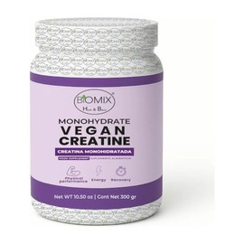 Biomix Creatina Monohidratada Vegana 5000mg, Grado Farmacéutico Micronizada 2X Absorción, Cero Aditivos, Cero Rellenos, Fuerza, Energía, Recuperación 