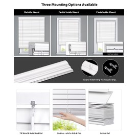LazBlinds 2-inch Cordless Faux Wood Blinds with Royal Valance, Room Darkening Horizontal Window Blinds, Inside Mount Blinds for Windows - Actual Blinds Size: 29.875'' W x 72'' H - White