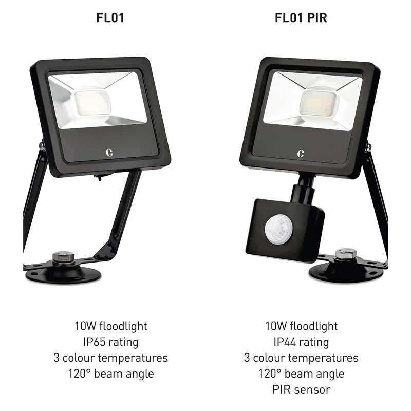 Collingwood FLOODLIGHT Spotlight 10W with OR Without PIR FL01. Colour