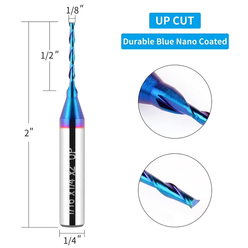 EANOSIC 2PCS Upcut Spiral Router Bit 1/4 inch Shank, 1/16
