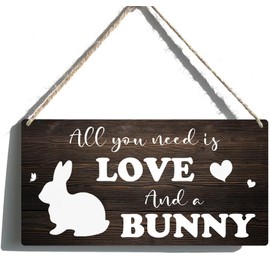 Easter Bunny Decor Rabbit Sign Wooden Bunny Decorations Rabbit Wall Art Easter Bunny Door Hanging Sign All You Need Is Love And A Bunny Sign Bunny Mom Gifts For Bunny Lovers Signs