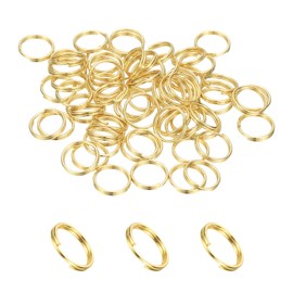 PATIKIL Round Split Ring, 60 Pcs 8mm Small Split Rings with Double Loops Metal Small Key Circle for Key Chains Jewelry Making DIY Crafts Ornaments Accessories Pendants, Gold
