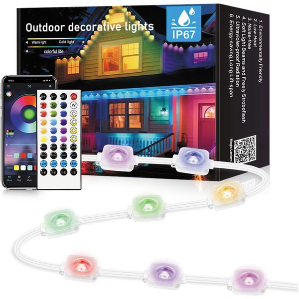 300FT Permanent Outdoor RGB Lights,Waterproof Smart LED Eaves Lights with