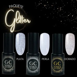 Pack 3 Glitter, Gel Uñas 1 Paso, Belcolor. Gc Nails Color Glitter                                                                                     