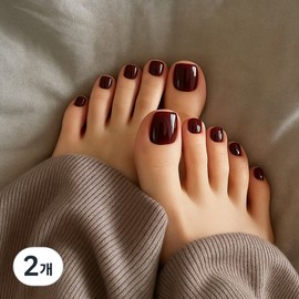 Item Shop Full Color Pedicure Tips, Deep Wine, 2 Pieces / 잇템샵 풀컬러 패디큐어 팁, 딥와인, 2개