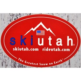 SKI UTAH STICKER DECAL 4 1/2"X3" VINYL RED