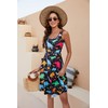 Fanient Women's Dinosaur Print Dress A Line Sleeveless Dress Summer