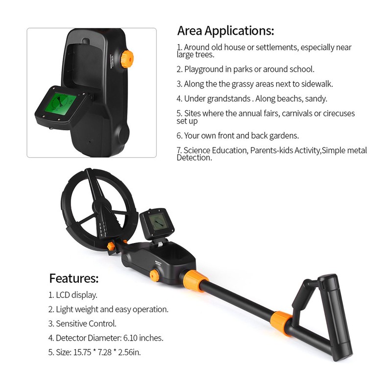 Metal Detector Waterproof Underground Gold Finder Scanner with Rake Shovel