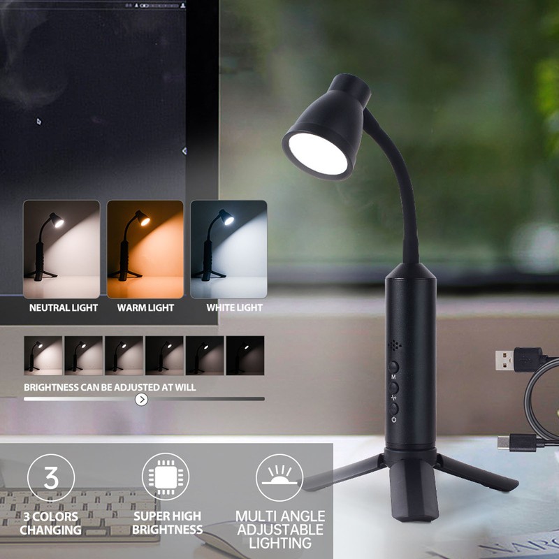 Folding LED Desk Lamp Portable USB Rechargeable Dimmable Table Light