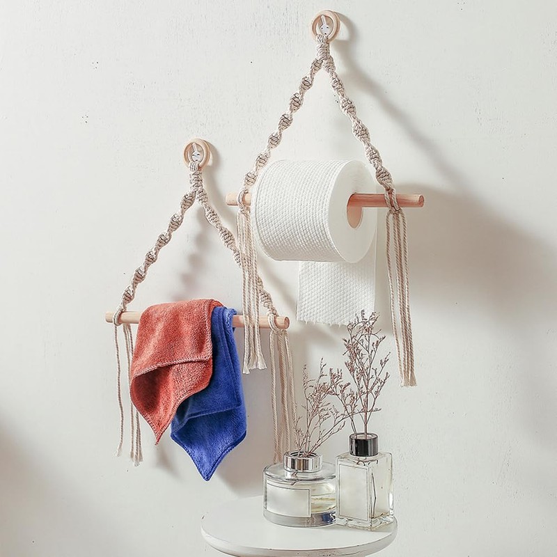 Cabilock 1 x Paper Towel Holder Woven Wall Hanging Macrame