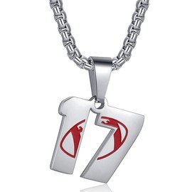 Rehoboth American Football Rugby Jersey Number 17 Cross Pendant Necklace for Women Men 24 (22+2) Inch Adjustable Stainless Steel Chain