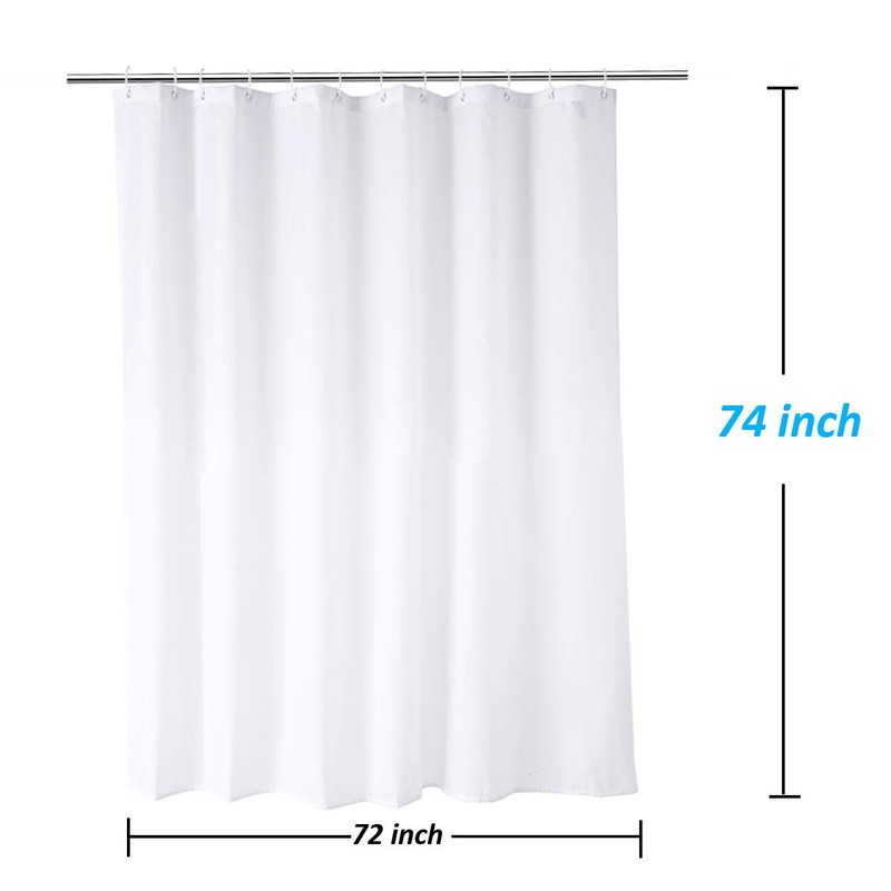 WellColor White Shower Curtain Liner 72 x 74 Inches Long,