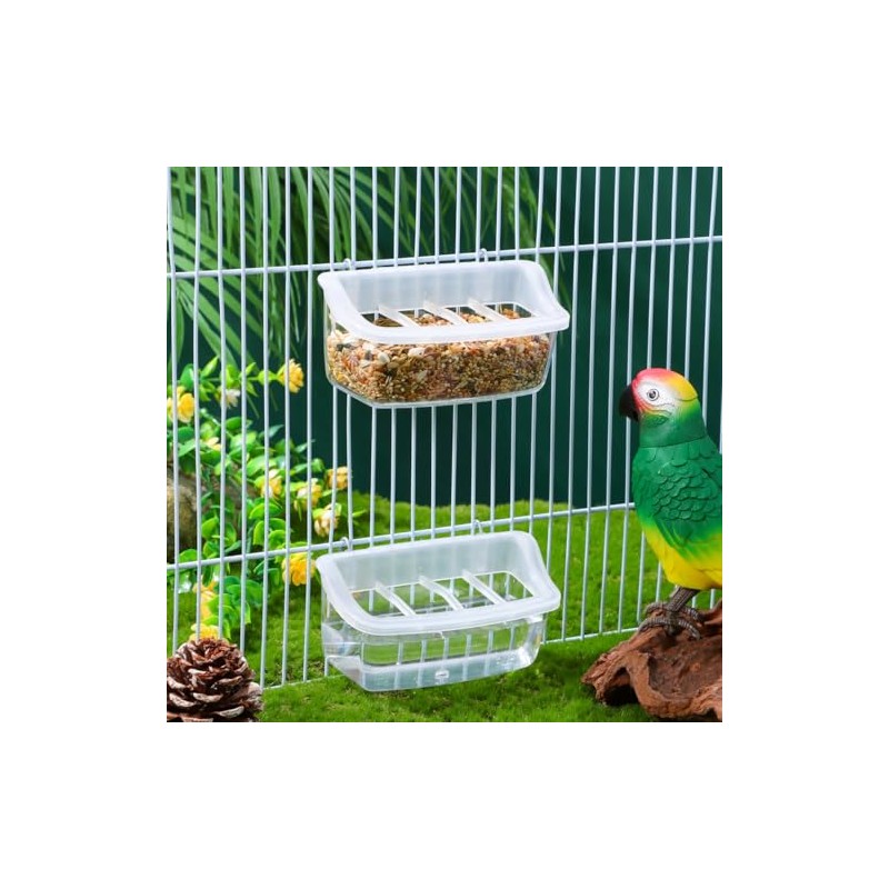 2 comederos de plástico para Loros, Transparentes para Colgar, para