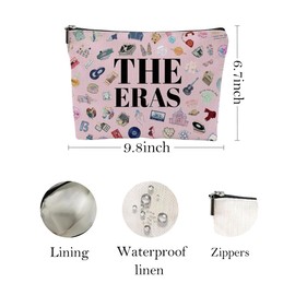 KoovDem Women’s Makeup Gifts Music Lover Bag – Water-Resistant Nylon Cosmetic Organizer with Double-Sided Music Print – Concert & Travel Friendly, THE ERAS Music Bag Pink, 9.8 x 6.7 in, Taylor Music