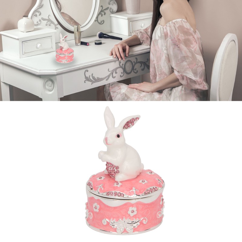 Trinket Box Exquisite Cute Bunny Shape Magnetic Design Zinc Alloy