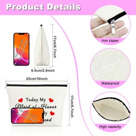 Wedding Gifts for Bridesmaids 25X17CM Maid of Honor Makeup Bag Gifts for Friends Sister Bridal Shower Gifts for Bridesmaids Thank You Gifts Travel Toiletry Bag