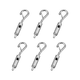 SPEEDWOX 6 Pcs Adjustable Hook Steel Wire Rope Hanger, Portable Hook & Eye Turnbuckle Tension, Adjustable Wire Rope Hanger with Lock for 1-1.5mm Stainless Steel Cable Guide Wire Rope