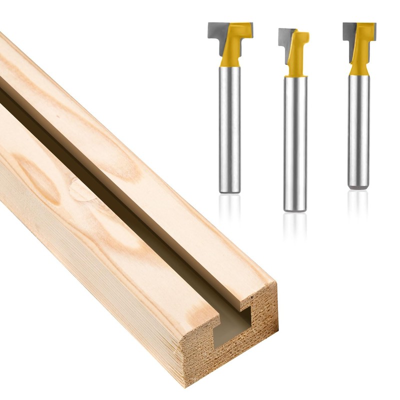 3pcs Keyhole Router Bits Set, 1/4" Shank T Slot Cutter