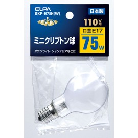 ELPA GKP-H75HW Mini Krypton Bulb, 10% Energy Saving Type, 75W, E17, 110V, White