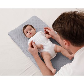 Funda para cambiador de pañales, suaves sábanas para cambiar pañales para bebé niño y niña, se adapta a almohadillas de 32 pulgadas x 16 pulgadas (gris glaciar)