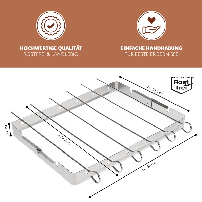 bremermann 6 Barbecue Skewers with Holder // Stainless Steel //