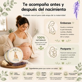Balm's Mommy - Crema Sólida Natural Hidratación Profunda Manteca Cacao Aceite Oliva Coco Cera Abeja para Piel Reseca Estrías Manos Cuerpo Embarazo Postparto Mujer (45 gr)