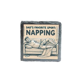 Dad's Favorite Sport Napping Slate Coaster for Relaxing Dads [slco-kf25-3062]