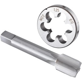 Burkit M22 X 1.25 Tap and Die Set, M22 x 1.25 Machine Thread Tap and Round Die Right Hand