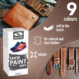 SULPO Shoe Colour – Leather Colour Grey 75 ml – Ideal for Grained Leather Care – Effective Leather Care for Shoes, Bags and Accessories